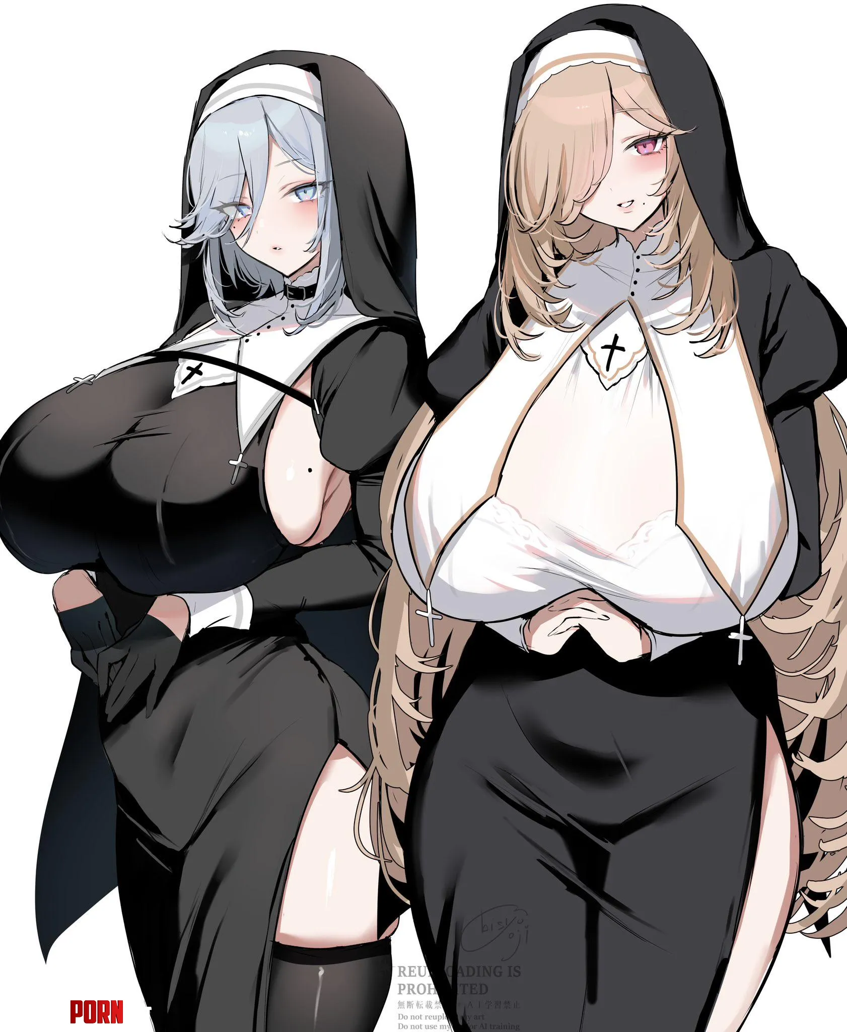 a pair of busty nuns (artist original) by kayem__