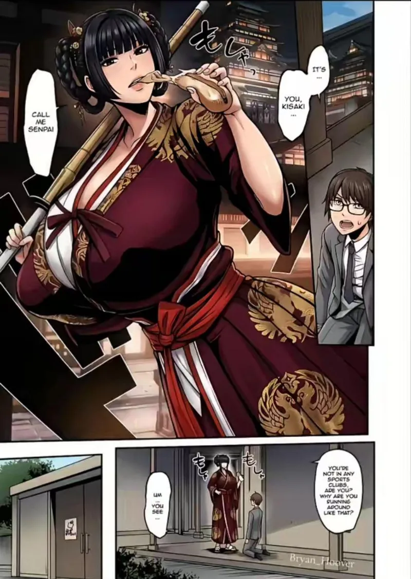 Thumbnail LF color source: Its... you Kisaki Call me senpai You are not in any sports club are you? Why are you running like that? Um.. You see 1boy 1girl kimono suit hotdog dojo