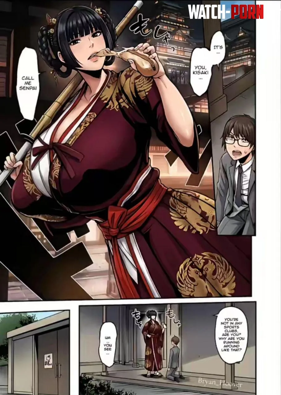 LF color source: "Its... you Kisaki" "Call me senpai" "You are not in any sports club are you? Why are you running like that?" "Um.. You see" 1boy 1girl kimono suit hotdog dojo by Kurozoun