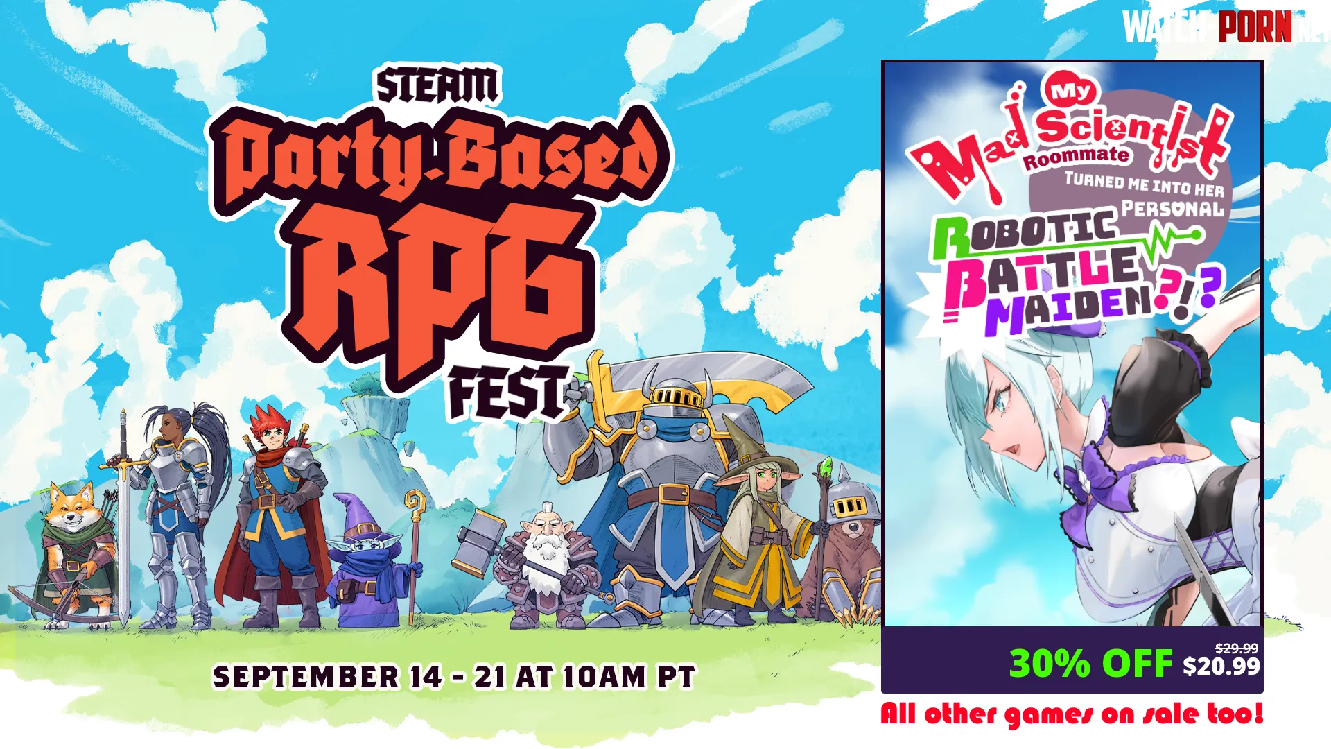 All of my Gender Bender games are on sale for the Steam Party Based RPG Festival by LachedUpGames