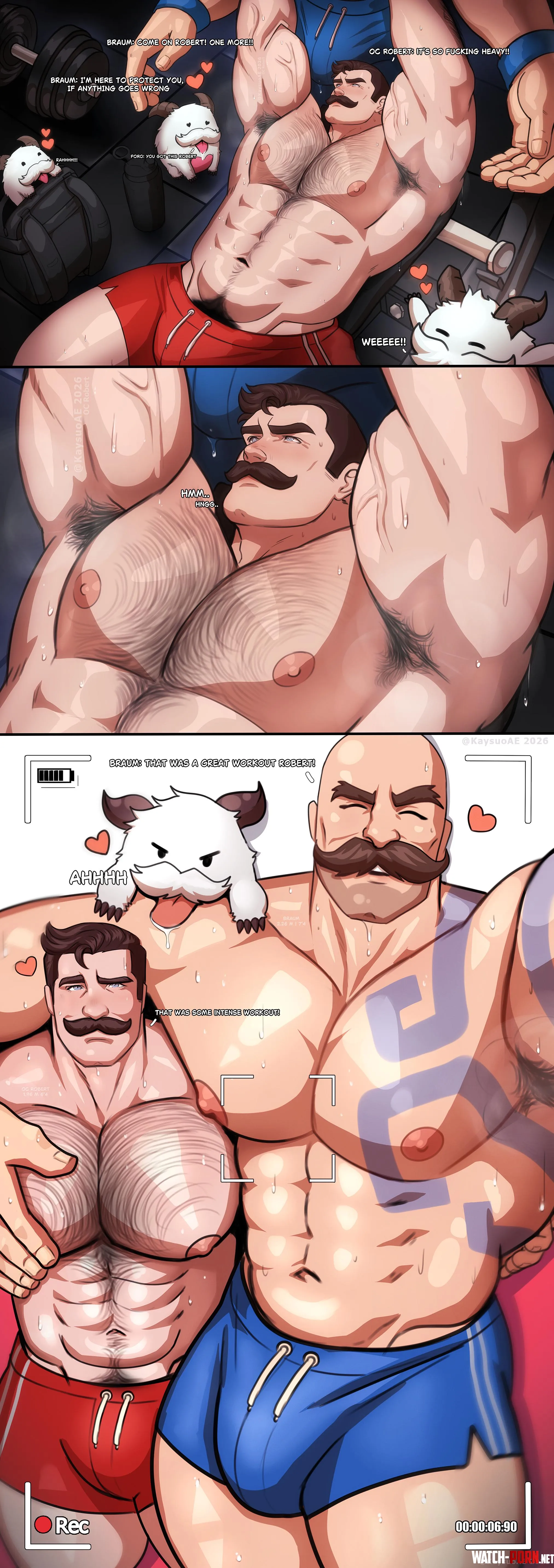 OC Robert x Braum working out! 🤤💦💪Two stache gym bros going HARD! 🥵🔥 (OC KaysuoAE) by KaysuoAE