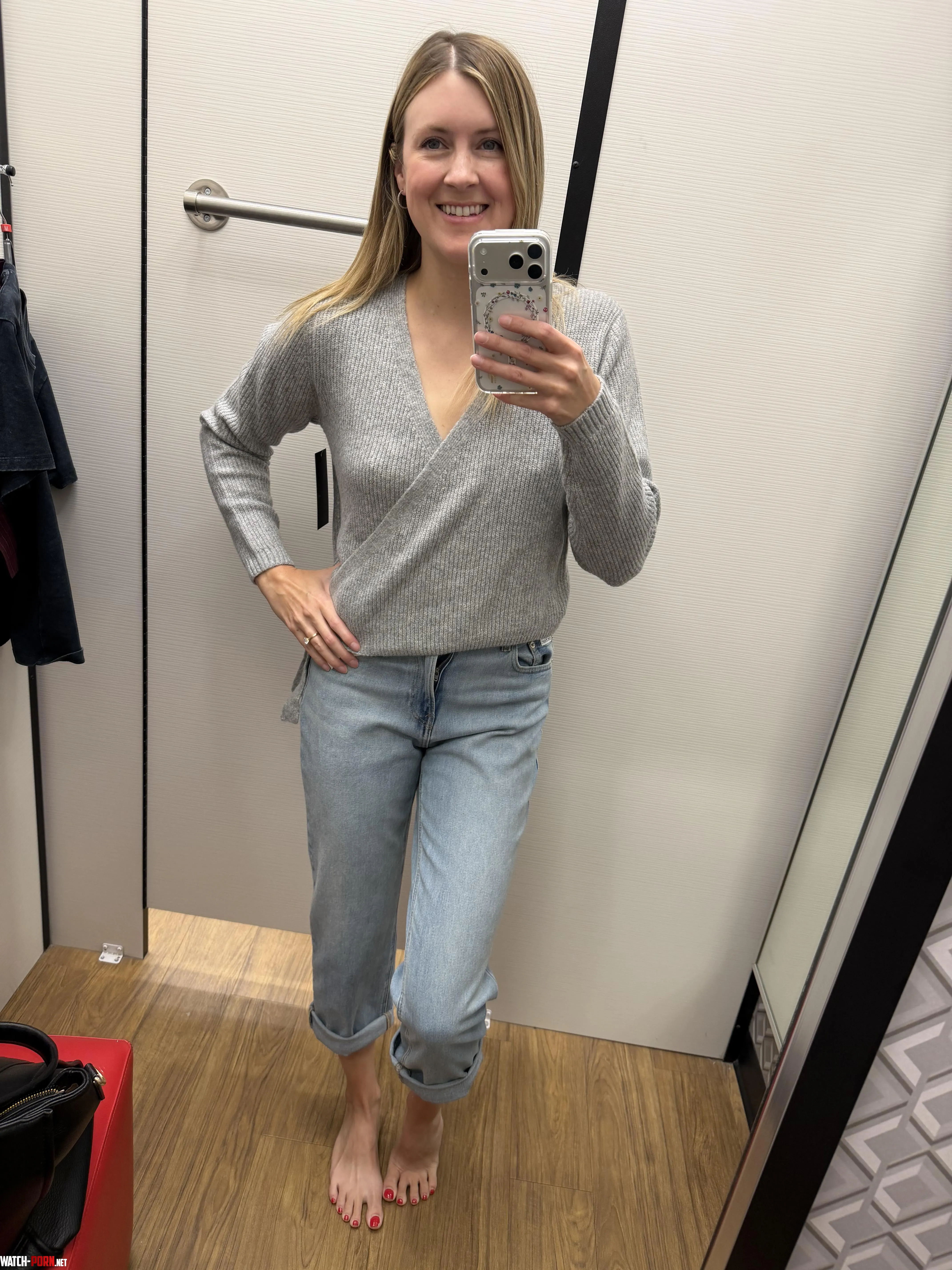 Step one, try on knitter sweater. Step two, walk around the mall. by Liz_XO_