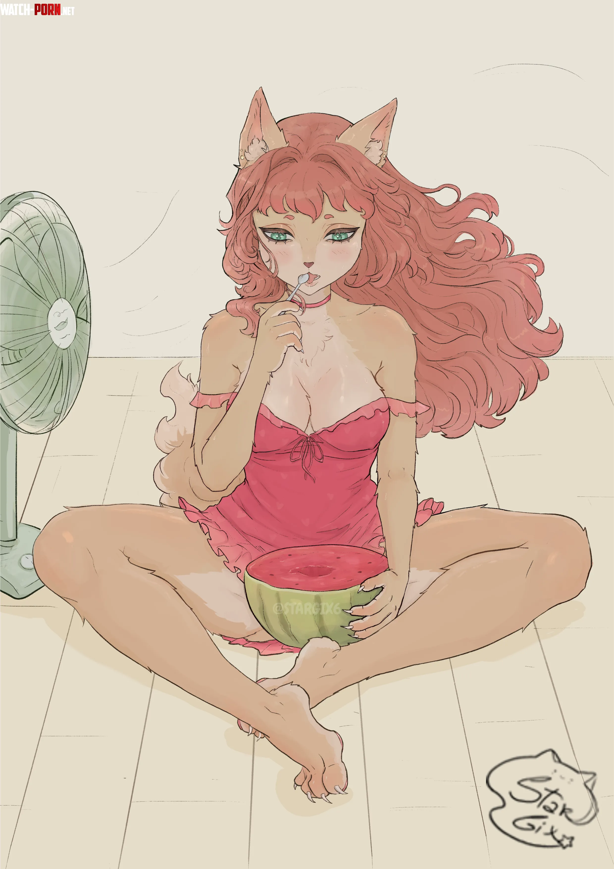 (OC) Heat and watermelon...🍉 by StarGix6