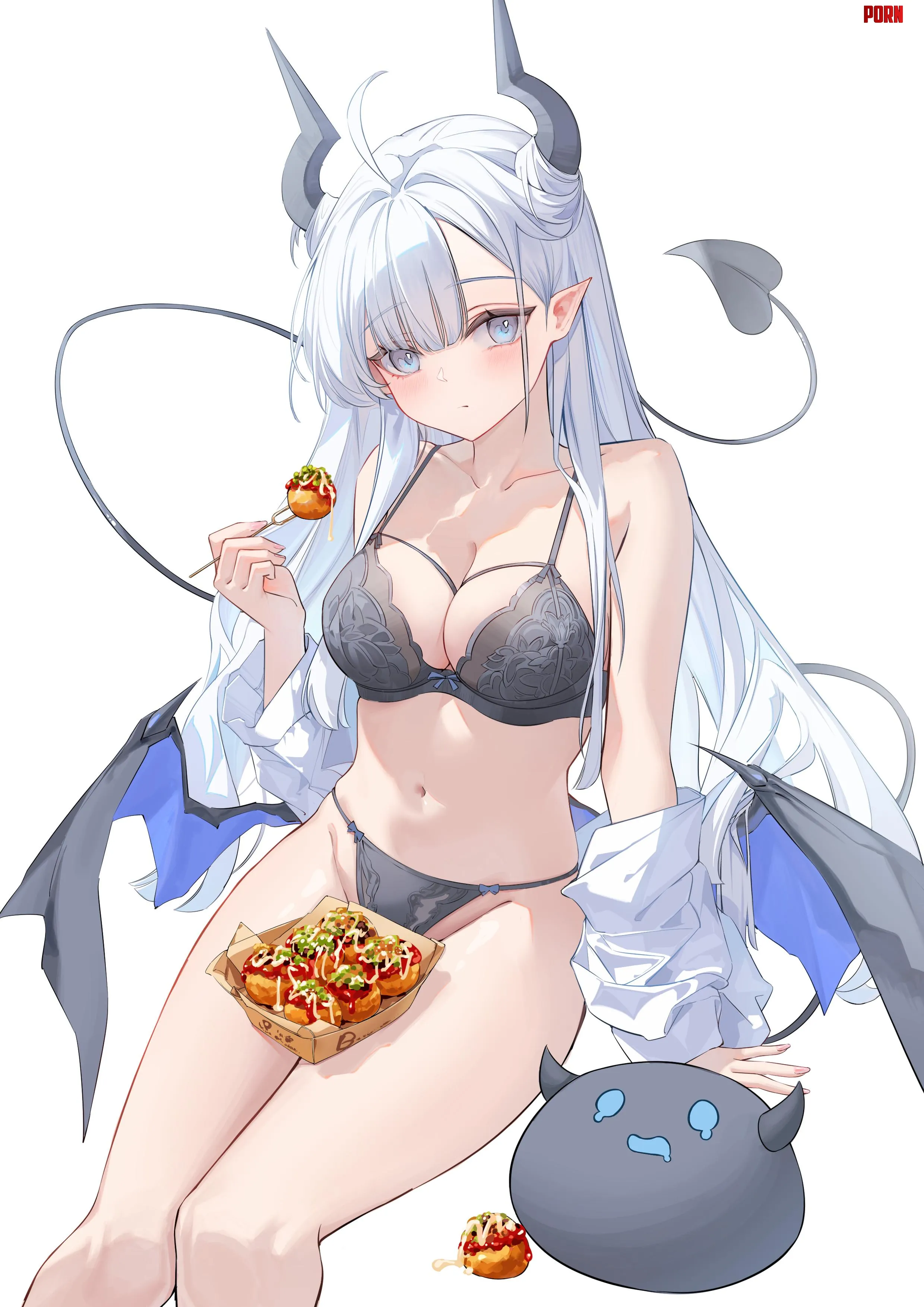 Succubus eating Takoyaki [Artist's OC] by marxsander2016