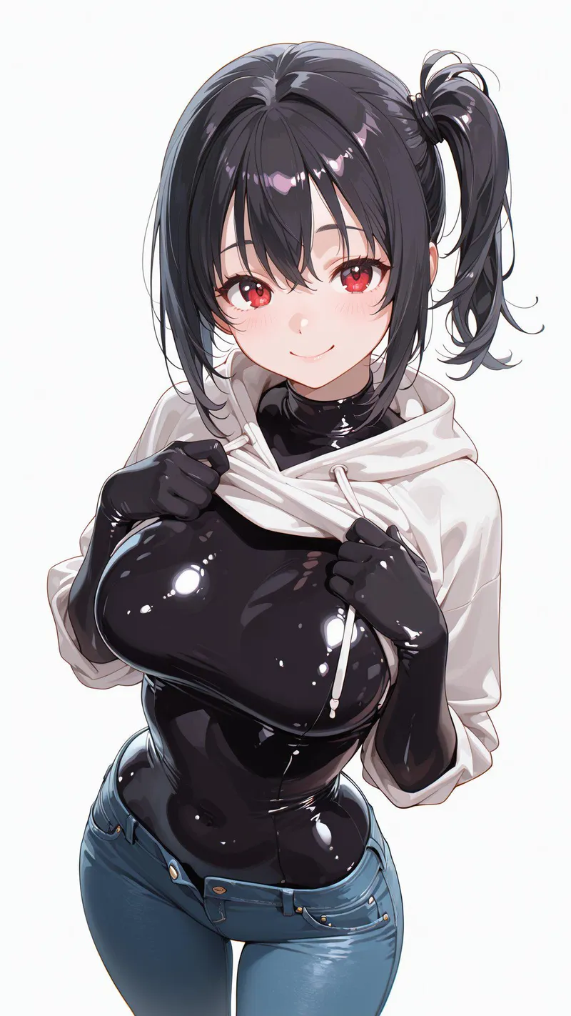 Thumbnail Latex under her Hoodie