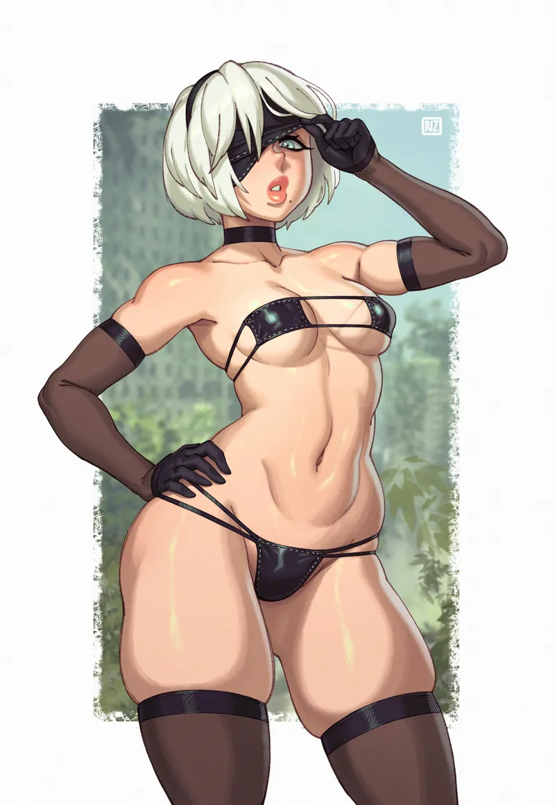 Thumbnail 2B's bikini (Rizdraws)