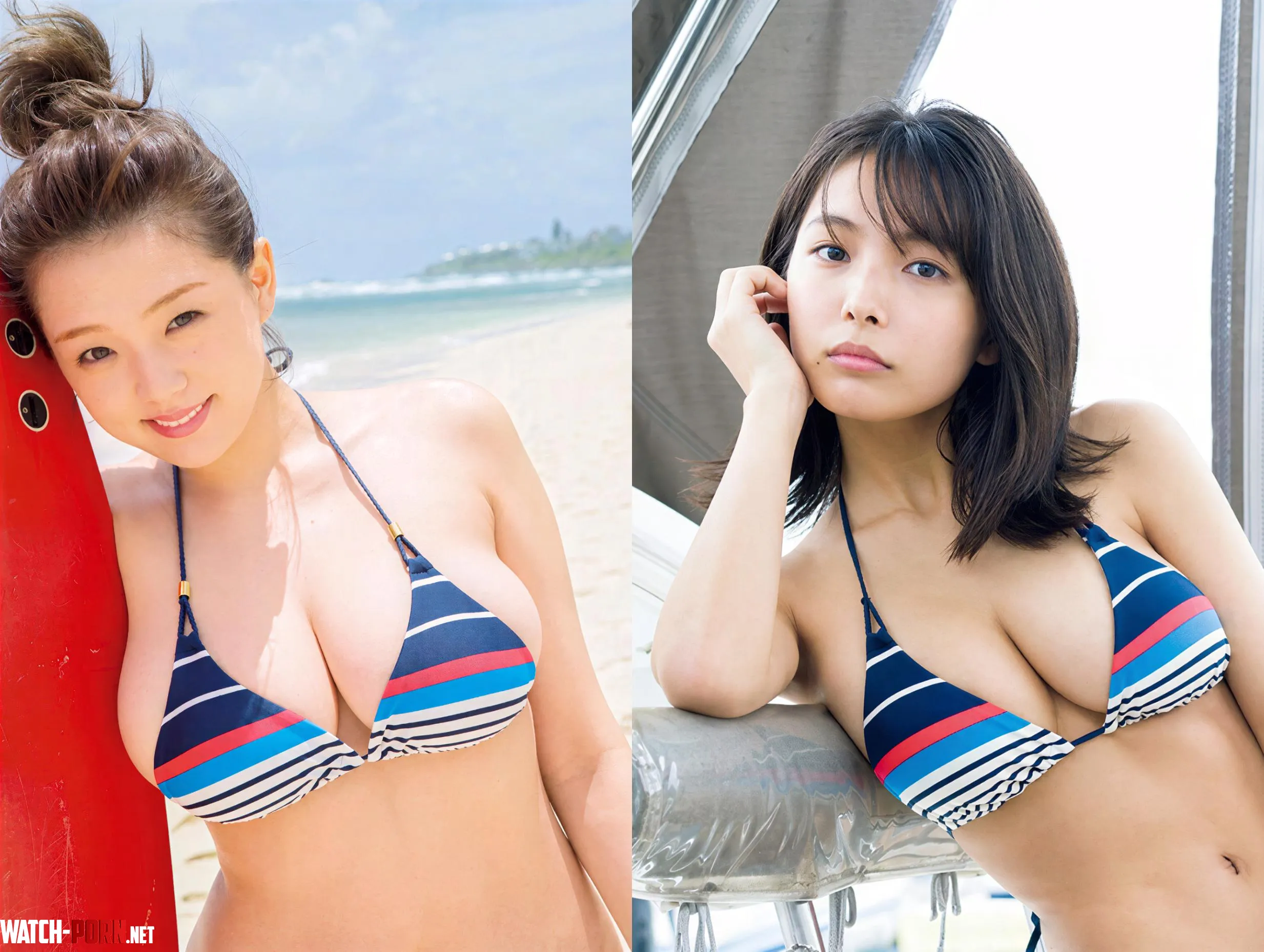 Ai Shinozaki vs Rio Teramoto (same bikini) by Cruzer-1