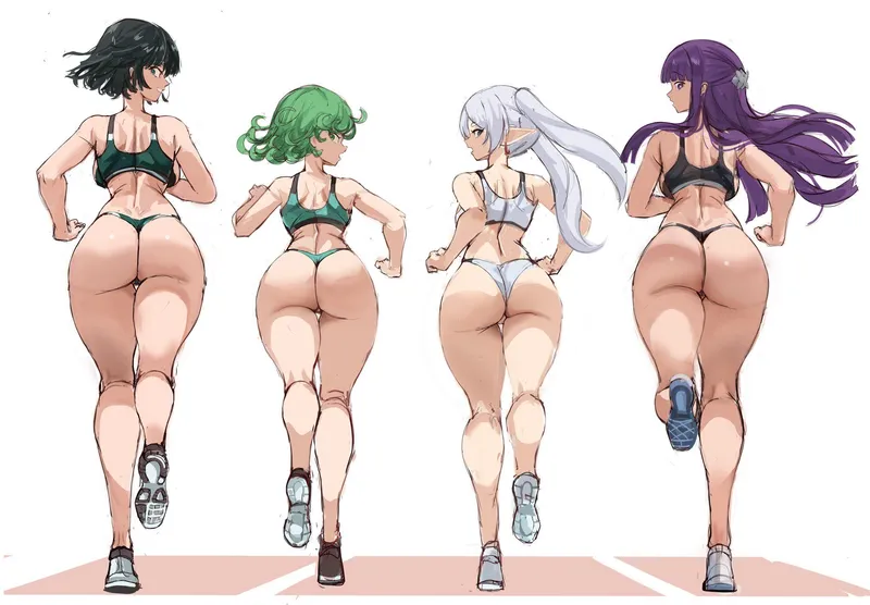 Thumbnail Fubuki, Tatsumaki, Frieren & Fern jogging (Rakeemspoon) [One Punch Man & Frieren Beyond Journey’s End]