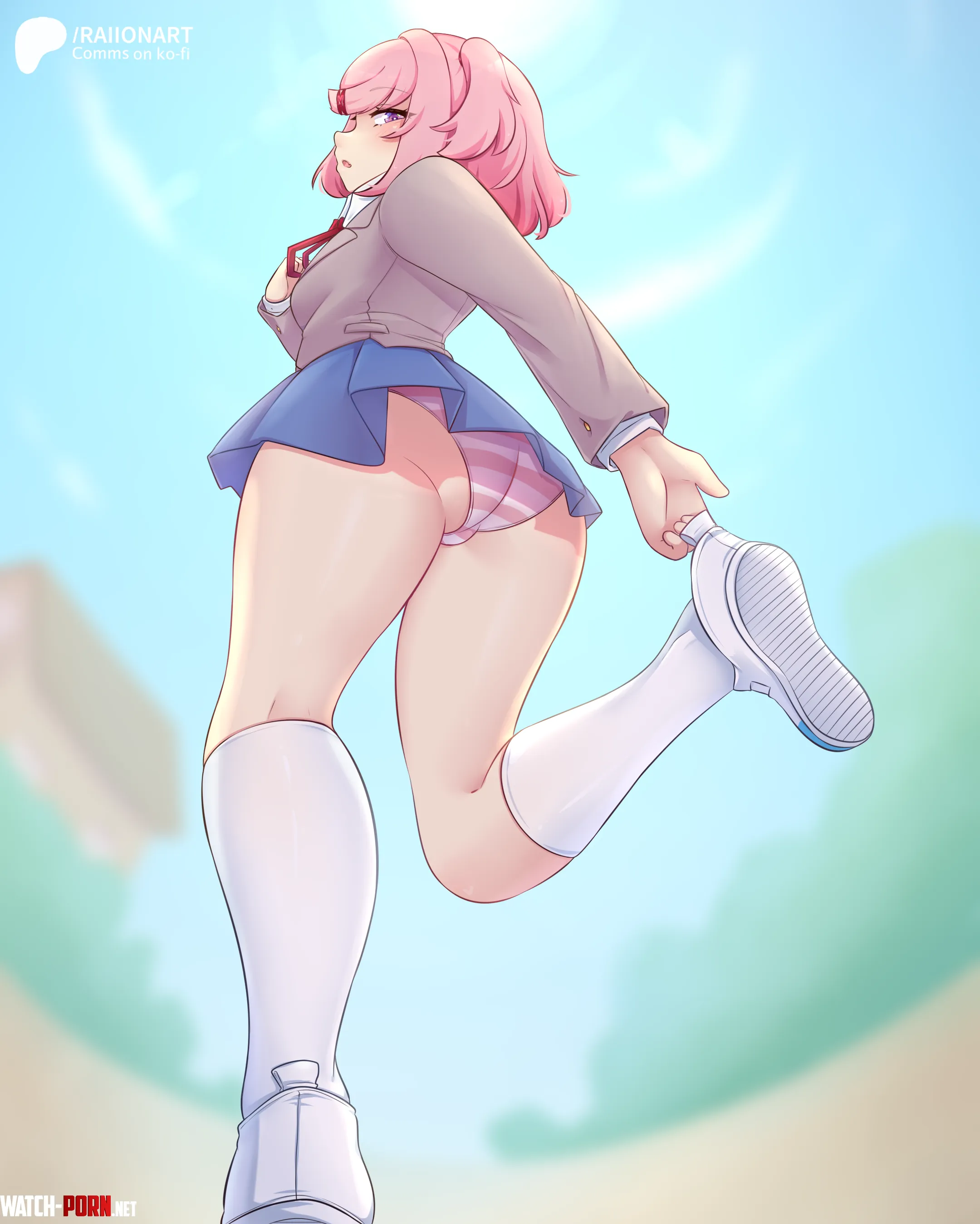 Natsuki upskirt peak ( RaionArt ) by PangolinBetter5079