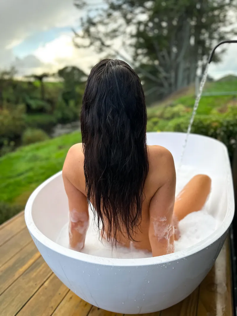 Thumbnail Nothing better than an outdoor bath with this view 🌿🛁 Would you stay in until the water went cold…