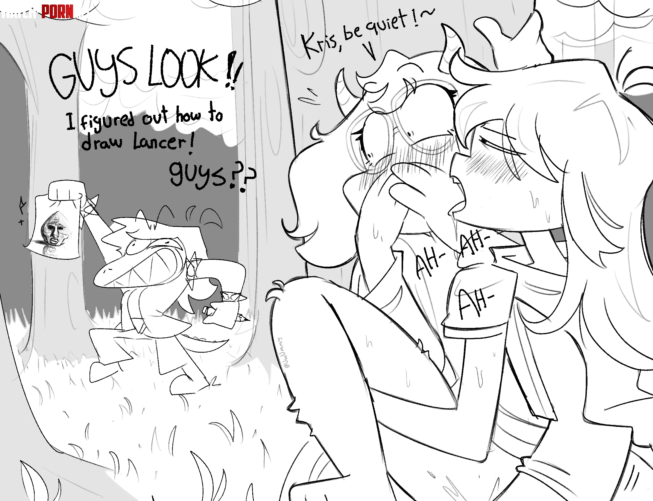 I care about ur drawing, susie :( [Ralsei, Kris] (OC) by VideoMod_Reddit