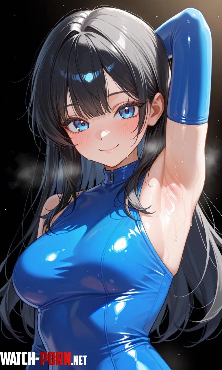Blue Latex Bodysuit/Gloves by WoolsonDaSheep