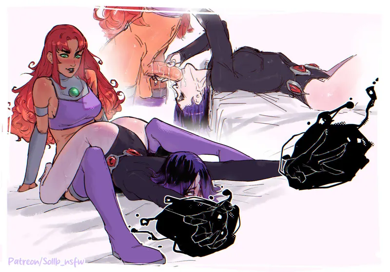 Thumbnail Starfire x Raven artwork by (Smollb NSFW)