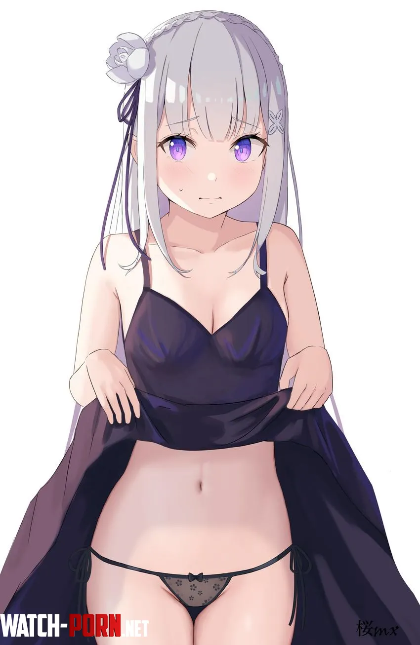 Emilia lifts her dress (Re:Zero) by hollow_image