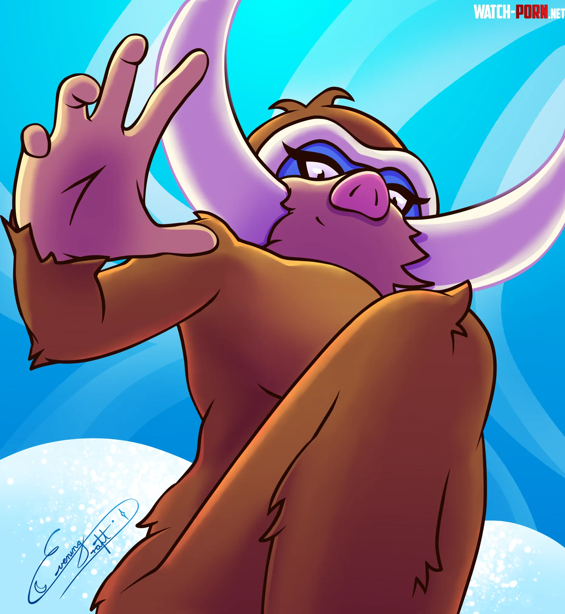 Maybe you shouldn't have wandered alone in the mountains | Mamoswine [OC] by EveningDraftArt