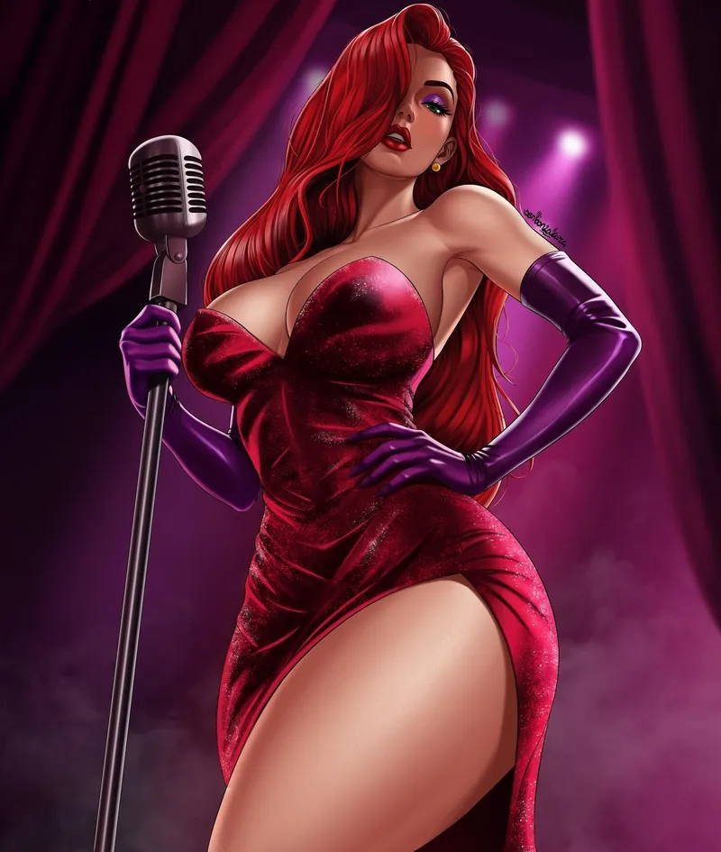 Thumbnail Jessica Rabbit with microphone (SenbonzakuraArt) by Senbonzakura_art