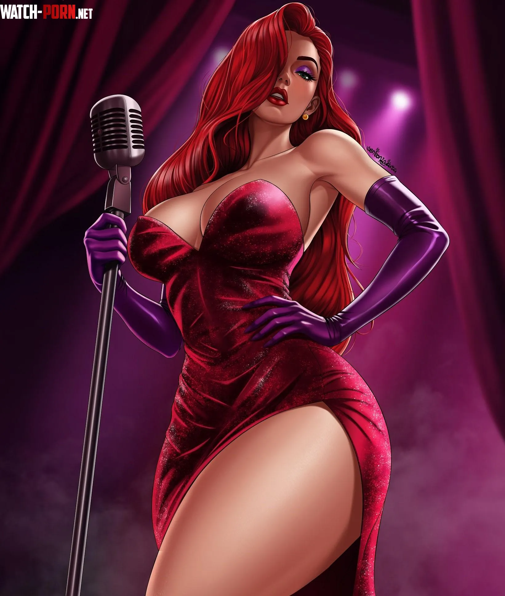 Jessica Rabbit with microphone (SenbonzakuraArt) by Senbonzakura_art