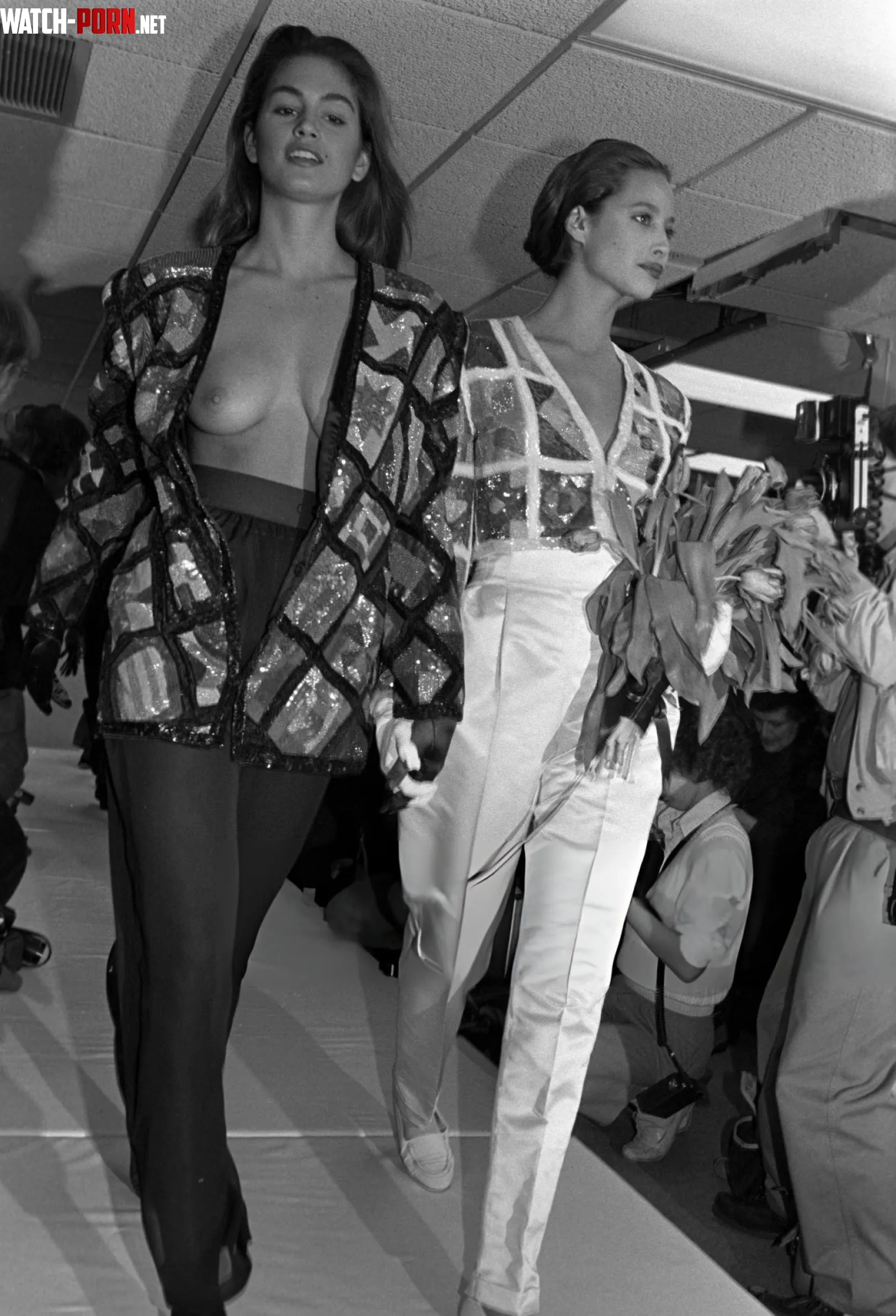 Cindy Crawford in topless walk the runway in a show of Marc Jacobs Fall 1988 collection by SamDean_Supernatural