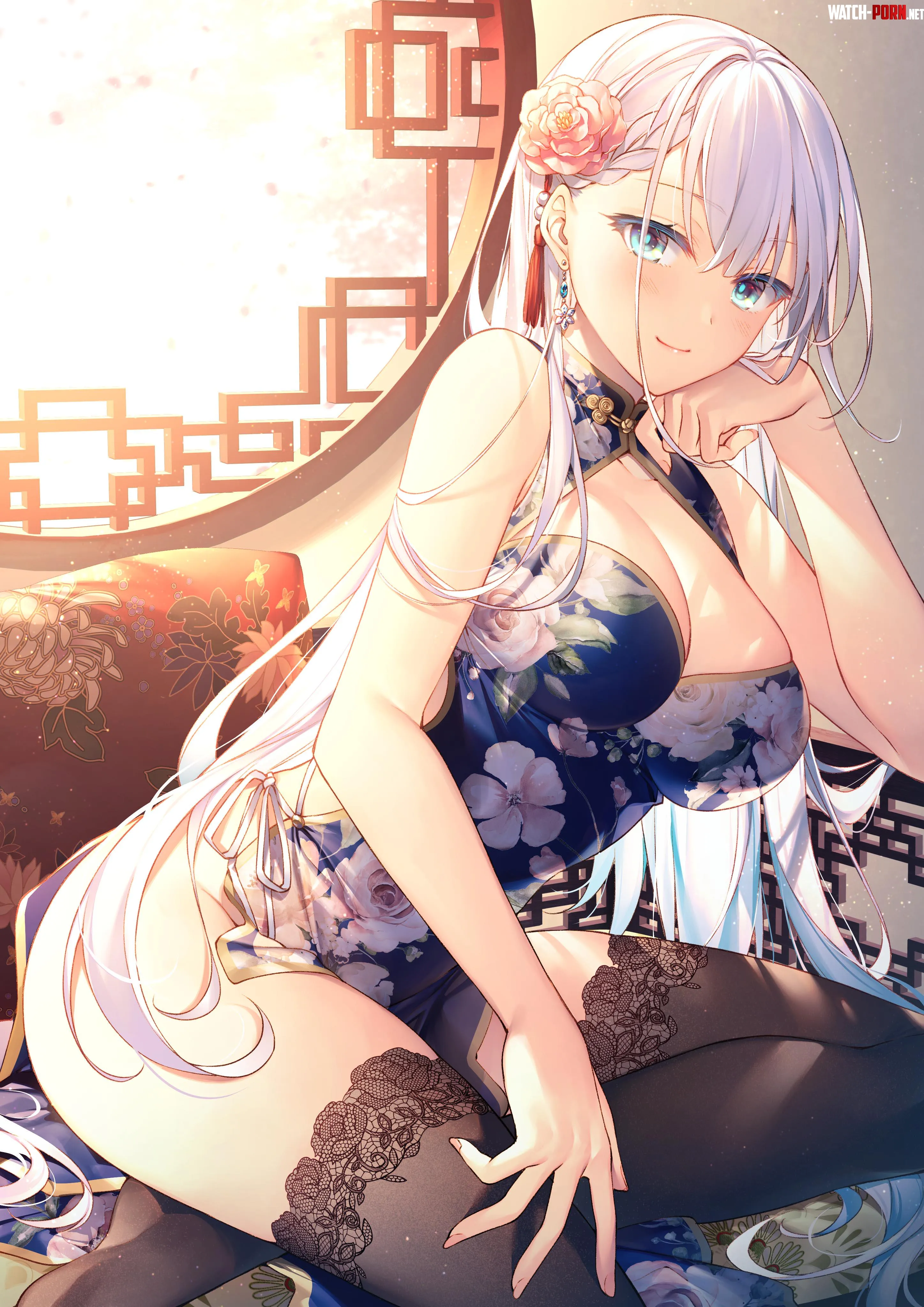 Riselia in flowers and black lace (The Demon Sword Master of Excalibur Academy) by hollow_image