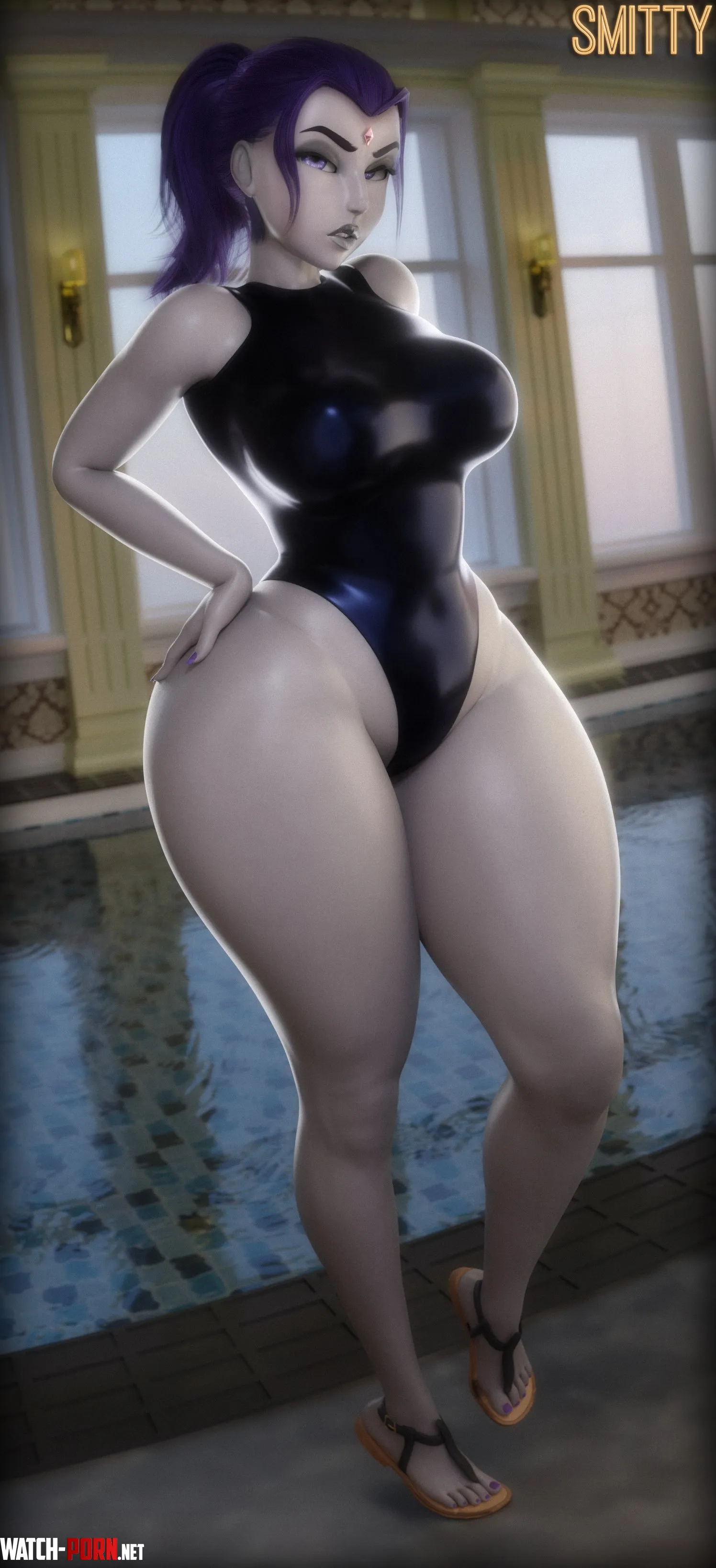 Raven at the pool (Smitty) [DC] by EroTamaX